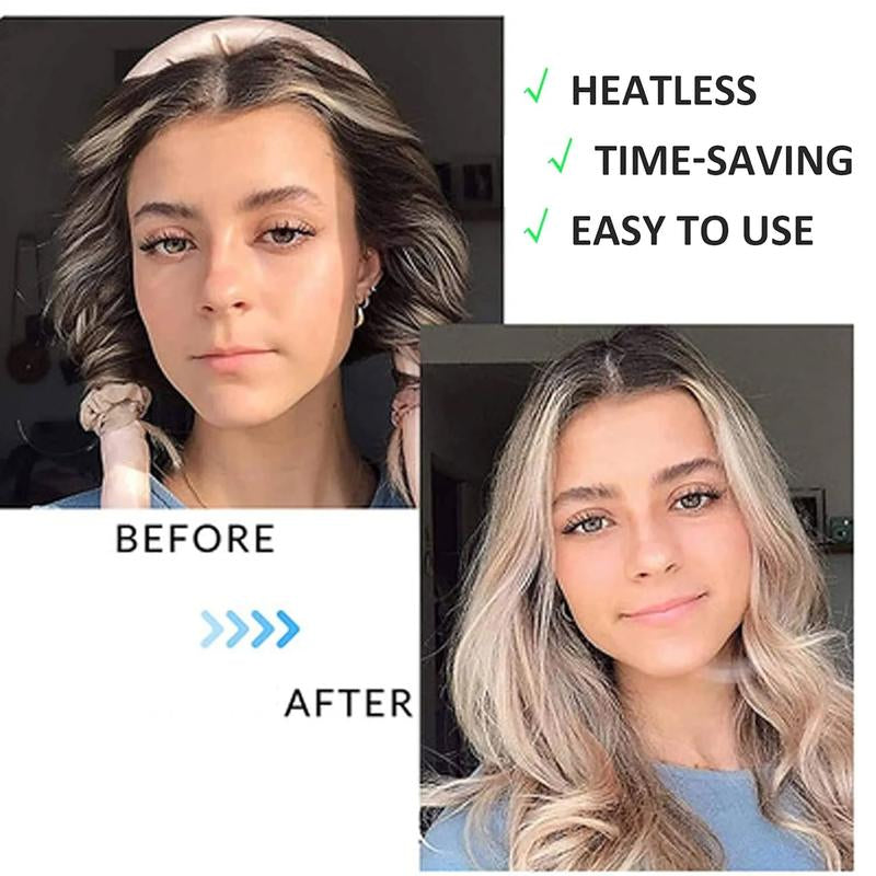 Heatless Curling Set,Silk Curls Rod Headband,No Heat Rollers to Sleep in Overnight,Satin Hair Curlers for Long and Medium Hair(Pink)