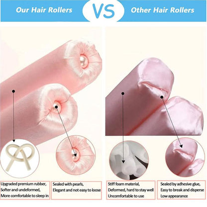 Heatless Curling Set,Silk Curls Rod Headband,No Heat Rollers to Sleep in Overnight,Satin Hair Curlers for Long and Medium Hair(Pink)
